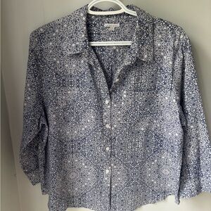084T Women's Blue Patterned Blouse